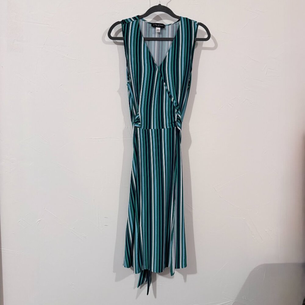 Julie Dillon New York Dress Women's Wrap Belt Emerald Stripes Stretch